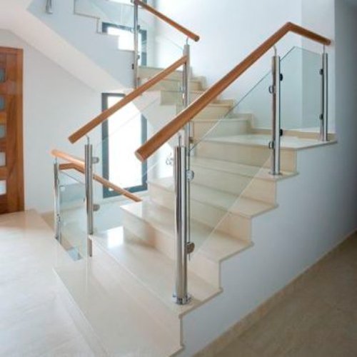Stainless Steel with Wood Balustrade and Glass Railing